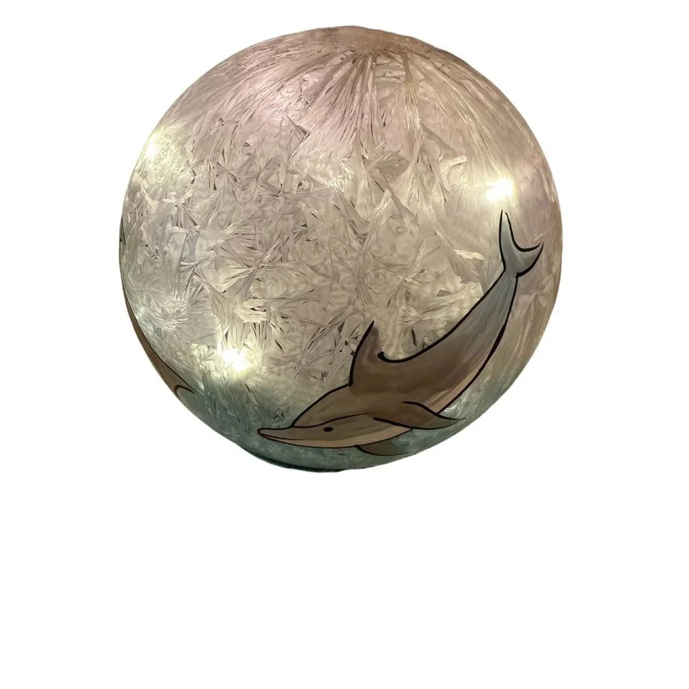 Mermaid Dolphin Round Light Orb Handpainted Timer Battery Operated